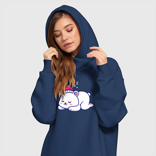 Женская толстовка-платье Спящий мишка / Тёмно-синий – фото 3