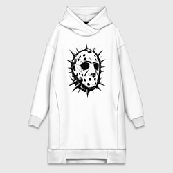 Женское худи-платье Шипастая хоккейная маска, цвет: белый