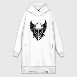 Женское худи-платье Крылатая хоккейная маска, цвет: белый