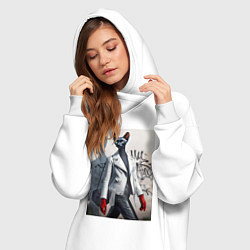 Женское худи-платье Cat girl Cornish Rex - ai art fantasy, цвет: белый — фото 2