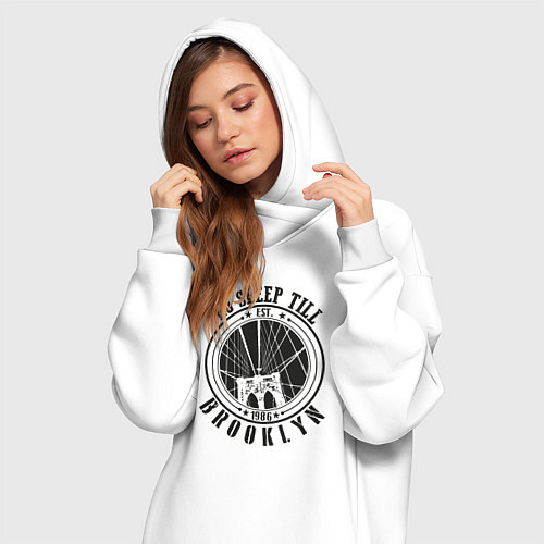 Женская толстовка-платье Не спать до Бруклина / Белый – фото 3