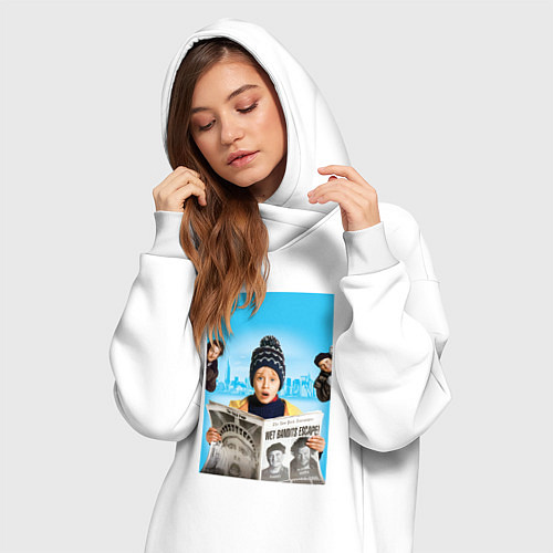 Женская толстовка-платье Один дома в Нью-Йорке / Белый – фото 3