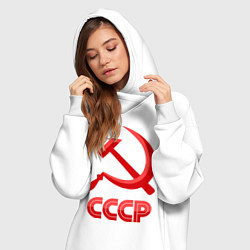 Женское худи-платье СССР Логотип, цвет: белый — фото 2