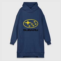 Женское худи-платье Subaru Logo, цвет: тёмно-синий
