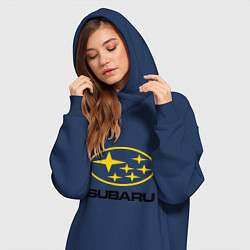 Женское худи-платье Subaru Logo, цвет: тёмно-синий — фото 2