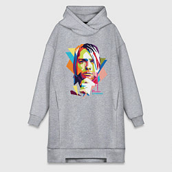 Женское худи-платье Kurt Cobain: Colors, цвет: меланж