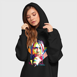 Женское худи-платье Kurt Cobain: Colors, цвет: черный — фото 2