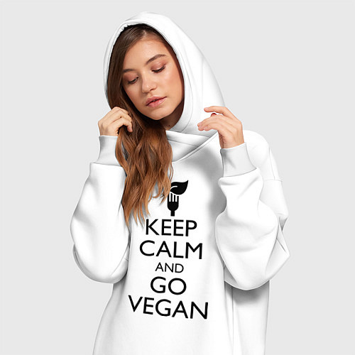 Женская толстовка-платье Keep Calm & Go Vegan / Белый – фото 3