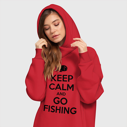 Женская толстовка-платье Keep Calm & Go fishing / Красный – фото 3