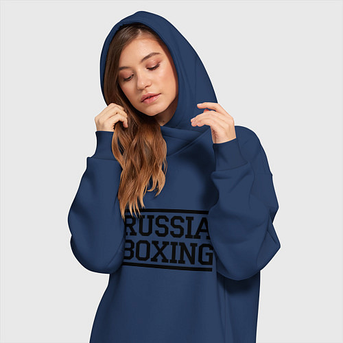 Женская толстовка-платье Russia boxing / Тёмно-синий – фото 3