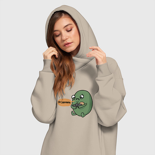 Женская толстовка-платье Я сделяль / Миндальный – фото 3