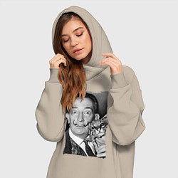 Женское худи-платье Дали с кошкой, цвет: миндальный — фото 2