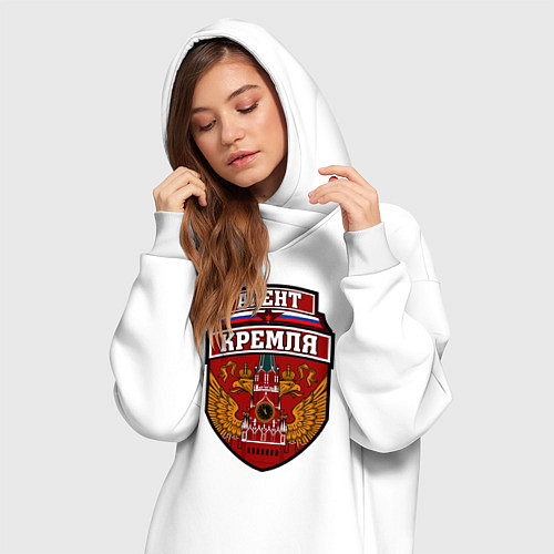 Женская толстовка-платье Агент Кремля / Белый – фото 3
