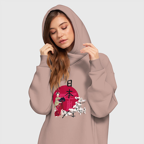 Женская толстовка-платье Гейша / Пыльно-розовый – фото 3