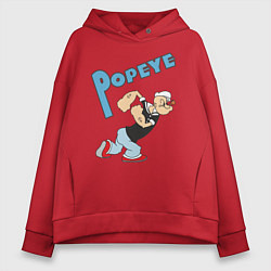 Толстовка оверсайз женская Popeye, цвет: красный