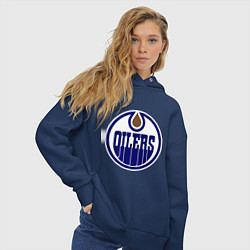 Толстовка оверсайз женская Edmonton Oilers, цвет: тёмно-синий — фото 2