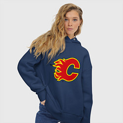 Толстовка оверсайз женская Calgary Flames, цвет: тёмно-синий — фото 2