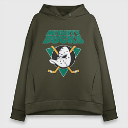 Толстовка оверсайз женская Anaheim Mighty Ducks, цвет: хаки