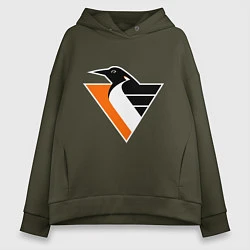 Толстовка оверсайз женская Pittsburgh Penguins, цвет: хаки