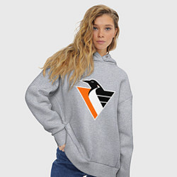 Толстовка оверсайз женская Pittsburgh Penguins, цвет: меланж — фото 2