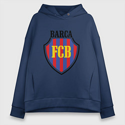 Толстовка оверсайз женская Barca FCB, цвет: тёмно-синий