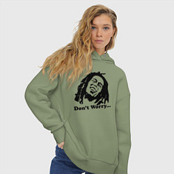 Толстовка оверсайз женская Bob Marley: Don't worry, цвет: авокадо — фото 2