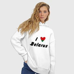 Толстовка оверсайз женская I love Belarus, цвет: белый — фото 2