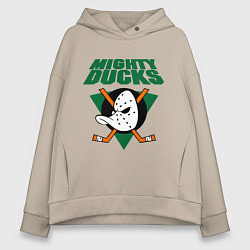 Толстовка оверсайз женская Anaheim Mighty Ducks, цвет: миндальный