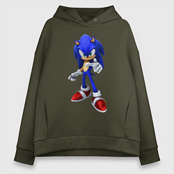 Толстовка оверсайз женская ЁЖ Соник, цвет: хаки