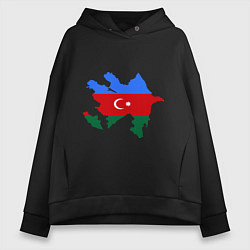 Толстовка оверсайз женская Azerbaijan map, цвет: черный