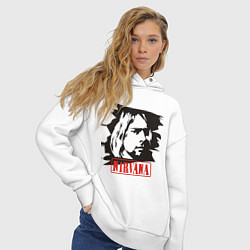 Толстовка оверсайз женская Nirvana: Kurt Cobain, цвет: белый — фото 2
