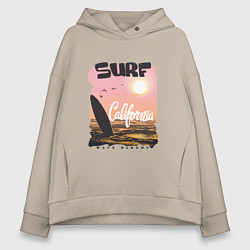 Толстовка оверсайз женская Surf California, цвет: миндальный