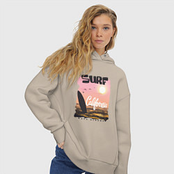 Толстовка оверсайз женская Surf California, цвет: миндальный — фото 2