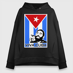 Толстовка оверсайз женская Fidel: Viva, Cuba!, цвет: черный