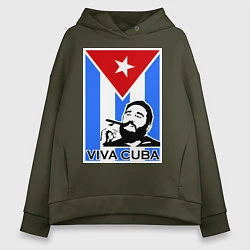 Толстовка оверсайз женская Fidel: Viva, Cuba!, цвет: хаки