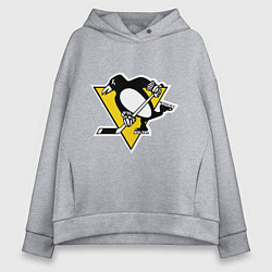 Толстовка оверсайз женская Pittsburgh Penguins, цвет: меланж