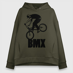 Толстовка оверсайз женская BMX 3, цвет: хаки
