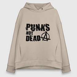 Толстовка оверсайз женская Punks not dead, цвет: миндальный