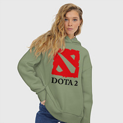 Толстовка оверсайз женская Dota 2: Logo, цвет: авокадо — фото 2