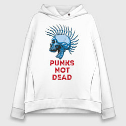 Толстовка оверсайз женская Punks not dead, цвет: белый