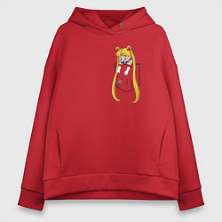 Толстовка оверсайз женская Little Pocket Moon, цвет: красный