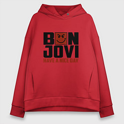 Толстовка оверсайз женская Bon Jovi: Nice day, цвет: красный