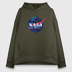 Толстовка оверсайз женская NASA: Cosmic Logo, цвет: хаки