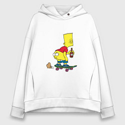Толстовка оверсайз женская Bart Simpson, цвет: белый