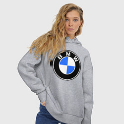 Толстовка оверсайз женская Logo BMW, цвет: меланж — фото 2