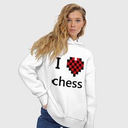 Толстовка оверсайз женская I love chess, цвет: белый — фото 2