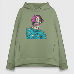 Толстовка оверсайз женская Lil Peep: Zombie Face, цвет: авокадо