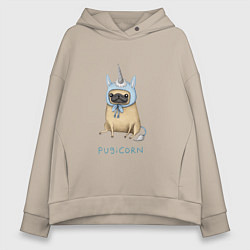 Толстовка оверсайз женская Pugicorn, цвет: миндальный