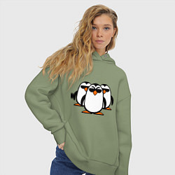 Толстовка оверсайз женская Банда пингвинов, цвет: авокадо — фото 2