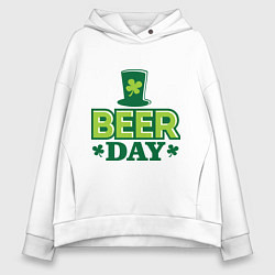 Толстовка оверсайз женская Beer day, цвет: белый